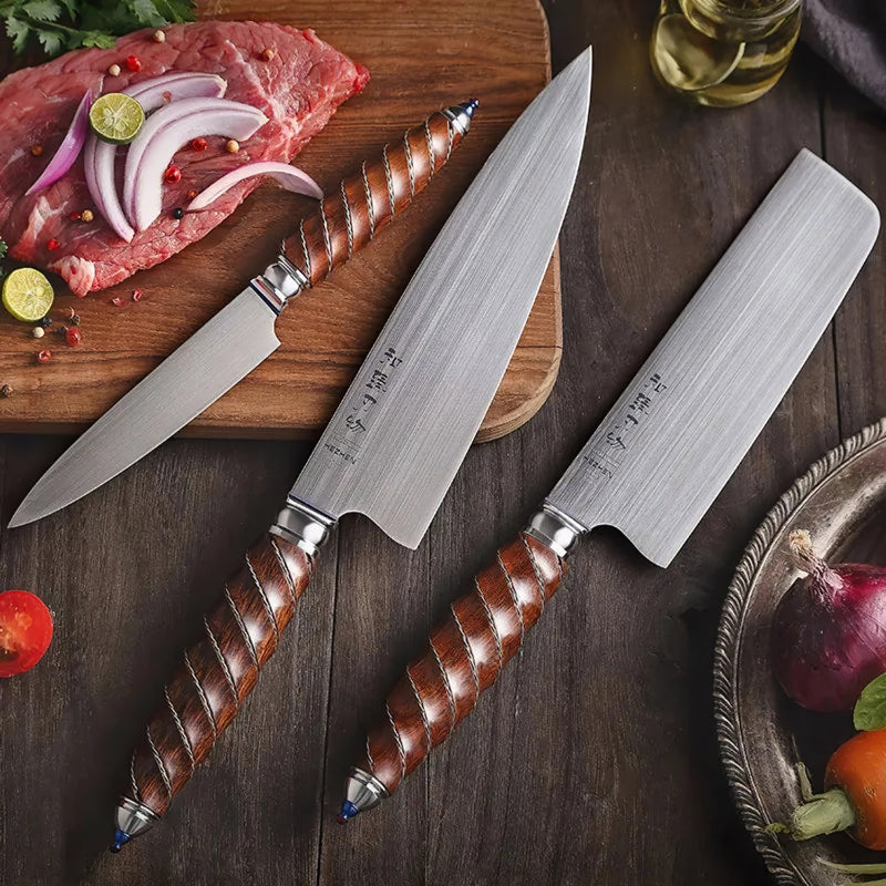 Bohler M390 Steel 3 Piece Knife Set  - Crown Series