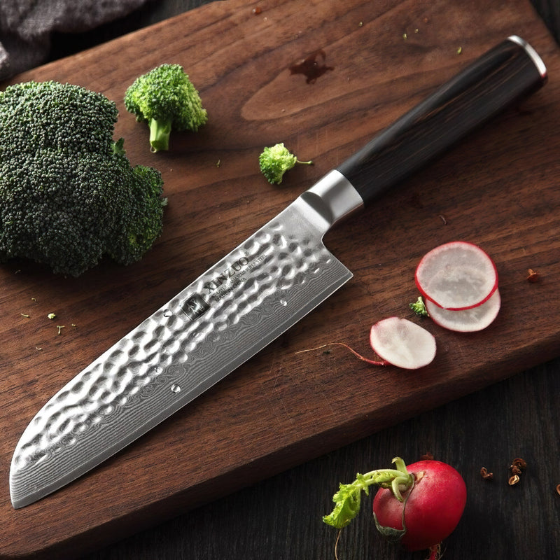 Xinzuo Professional Santoku Knife Damascus Steel Stria He Series