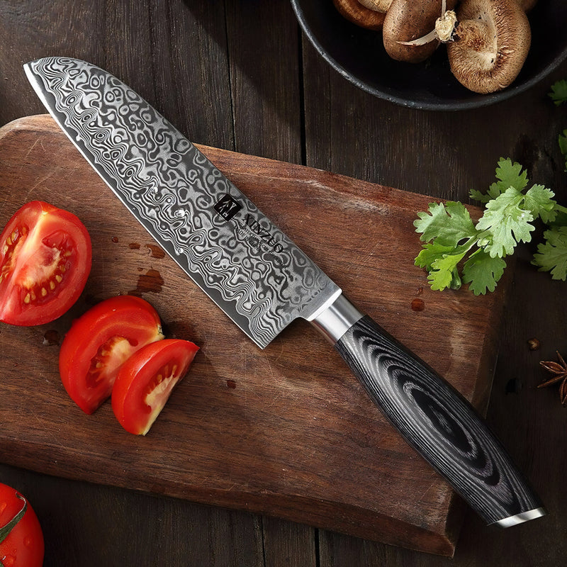 Xinzuo Professional Santoku Knife Damascus Steel Ya Series