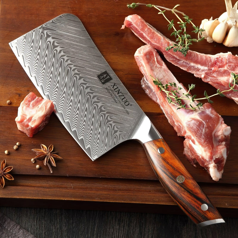 Xinzuo Professional Bone Chopper Knife Damascus Steel Yi Series