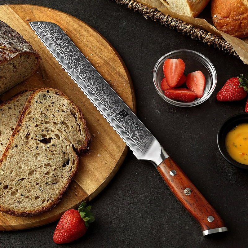 Professional Bread Knife Damascus Steel Yu Series