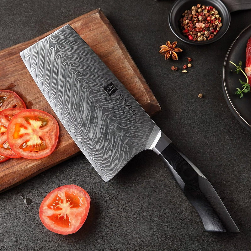 Professional Cleaver Knife Damascus Steel Feng Series