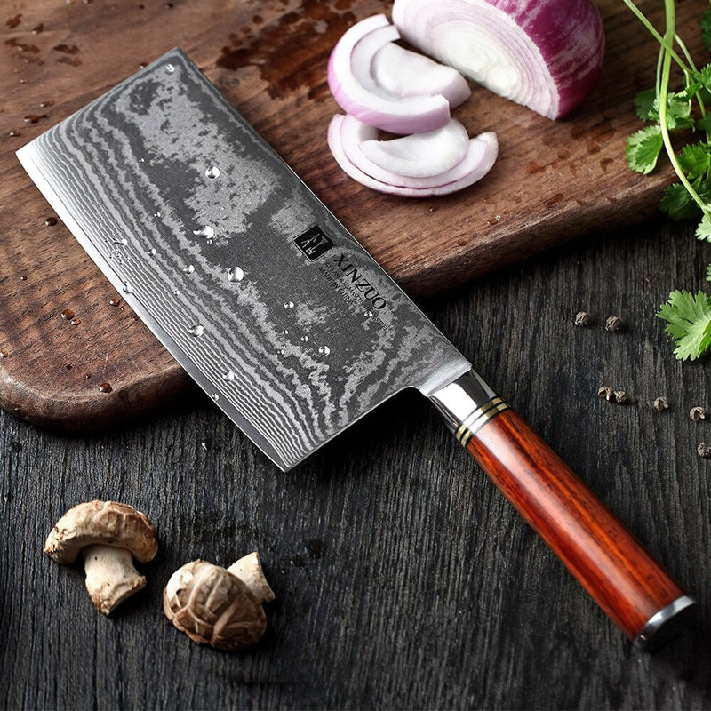 Professional Cleaver Knife Damascus Steel He Series