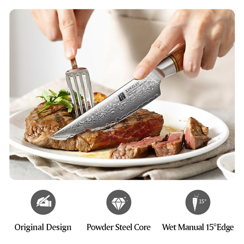 Xinzuo Professional Steak Knife Damascus Steel Lan Series