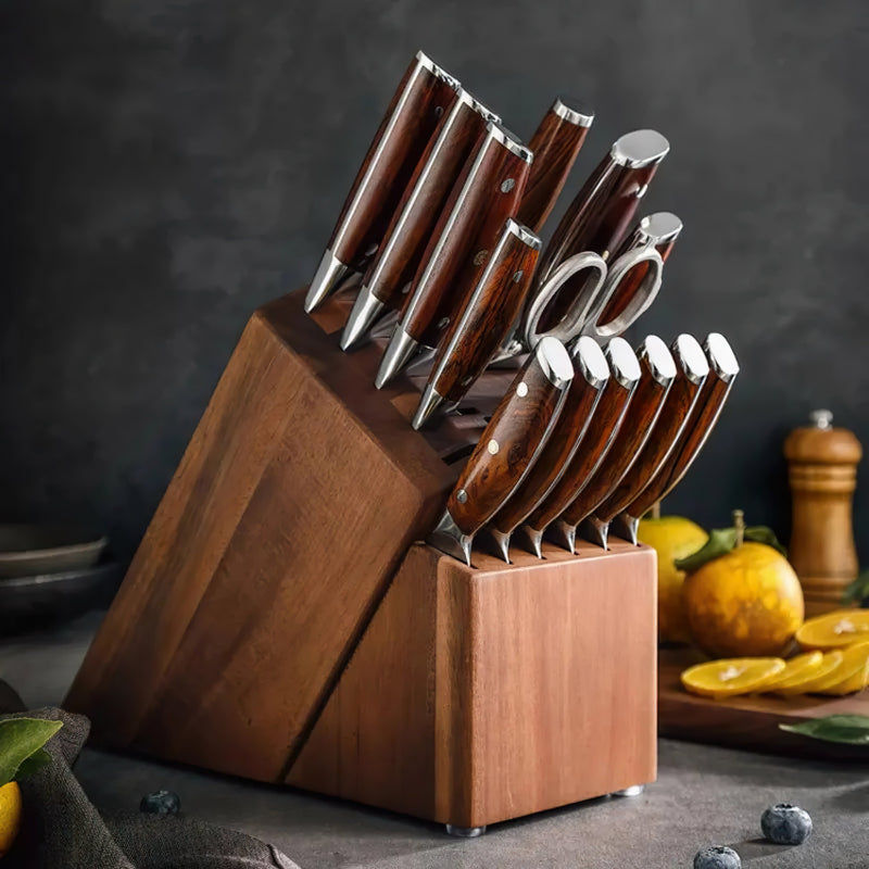 16 Slots Knife Block - Acacia Wood