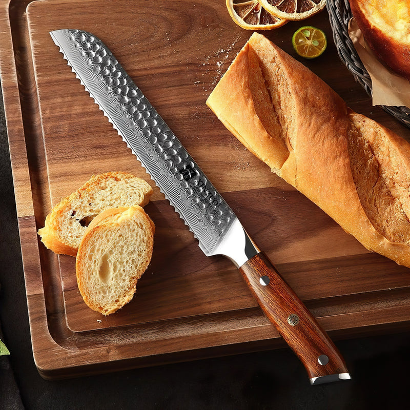 Xinzuo Professional Bread Knife Damascus Steel Stria Yu Series