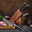 5Pcs Damascus Chef Knife Set With Rack - Classic Series