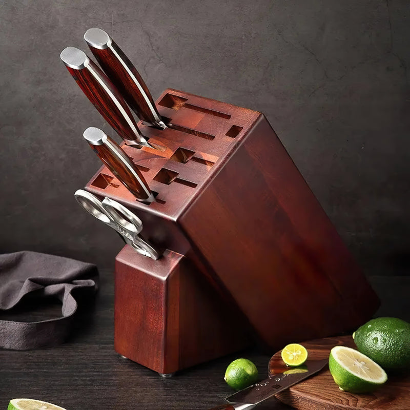 Kitchen Knife Block Holder, Acacia Wood Knife Block - 10 Slots