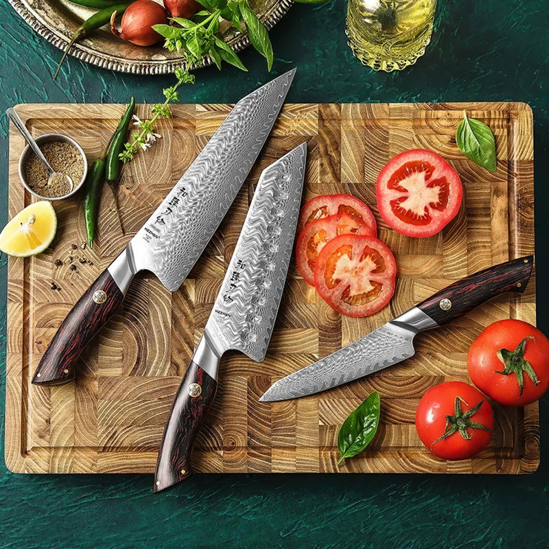 Japanese Damascus 3Pcs Chef Knife Set Elegant Series