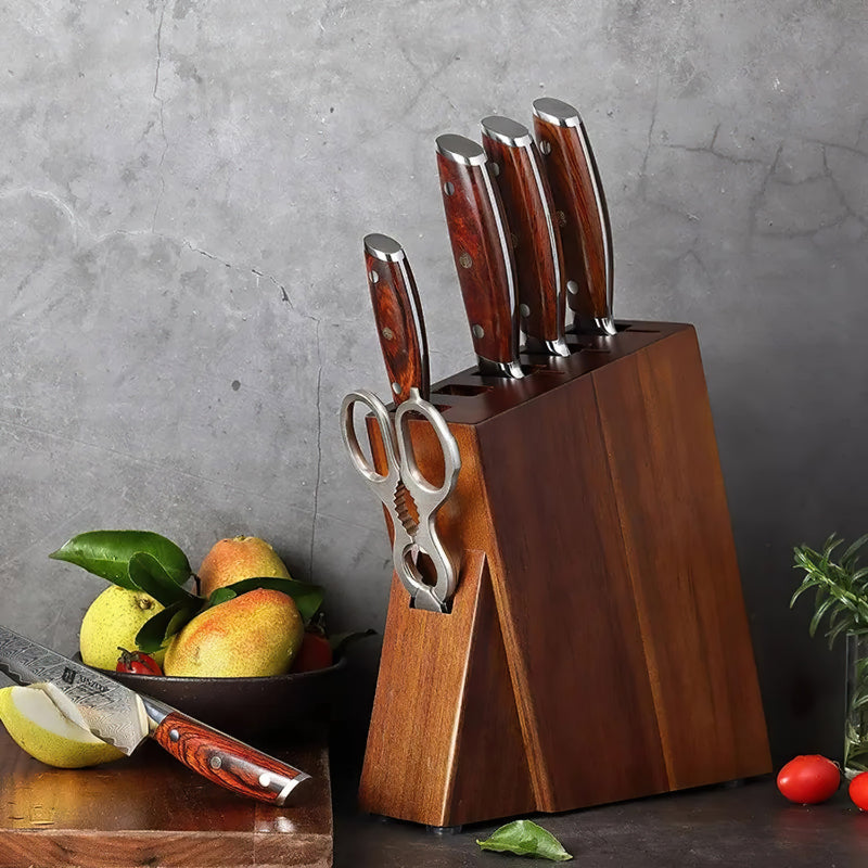 6 Slot Knife Block - Acacia Wood