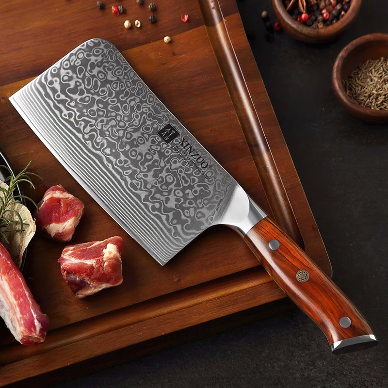 Professional Bone Chopper Knife Damascus Steel Yu Series