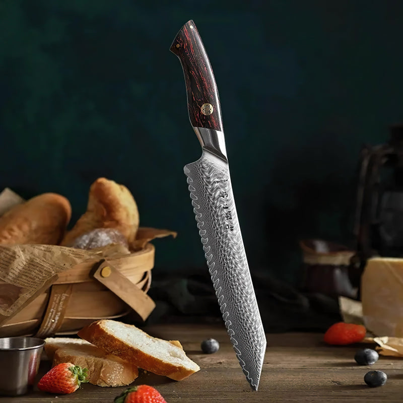 Japanese Damascus Bread Knife Elegant Series