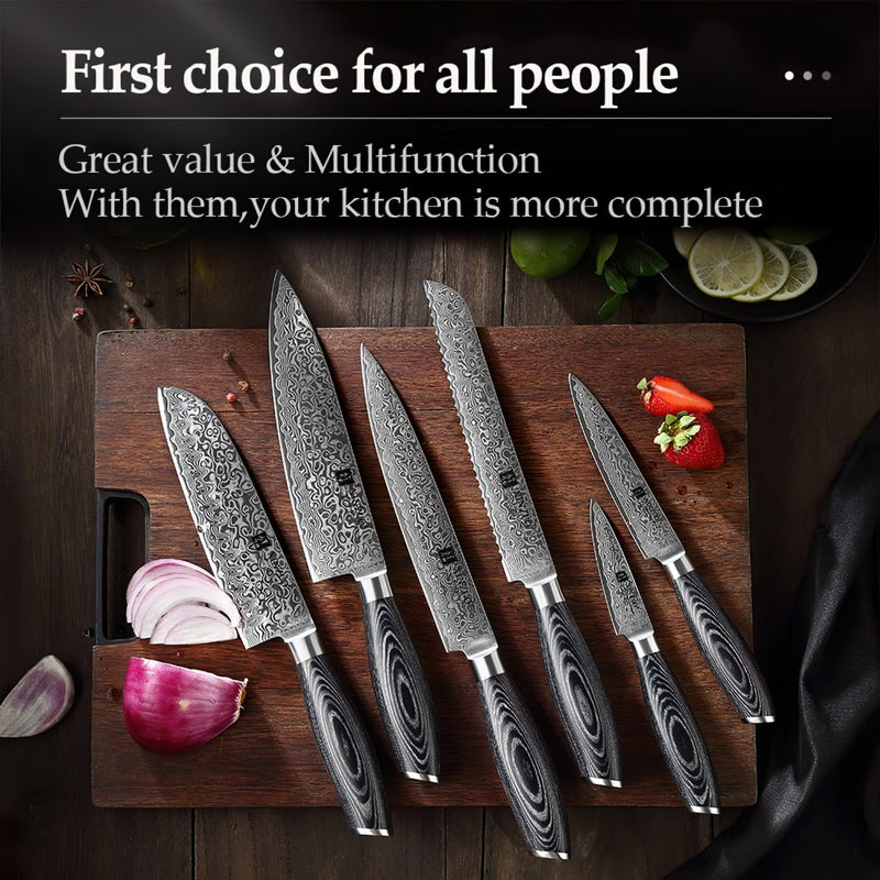 Professional Damascus Chef Knife Set 6 Pieces Ya Series