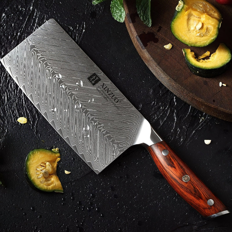 Professional Cleaver Knife Damascus Steel Yi Series