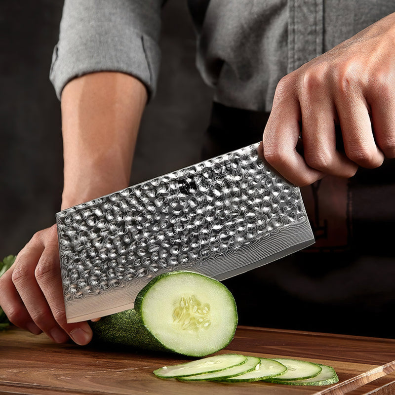 Professional Cleaver Knife Damascus Steel Stria Yu Series