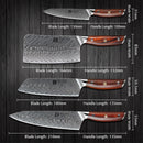 Xinzuo Professional Damascus Kitchen Knife Set 5 Pieces With Block Yi Series