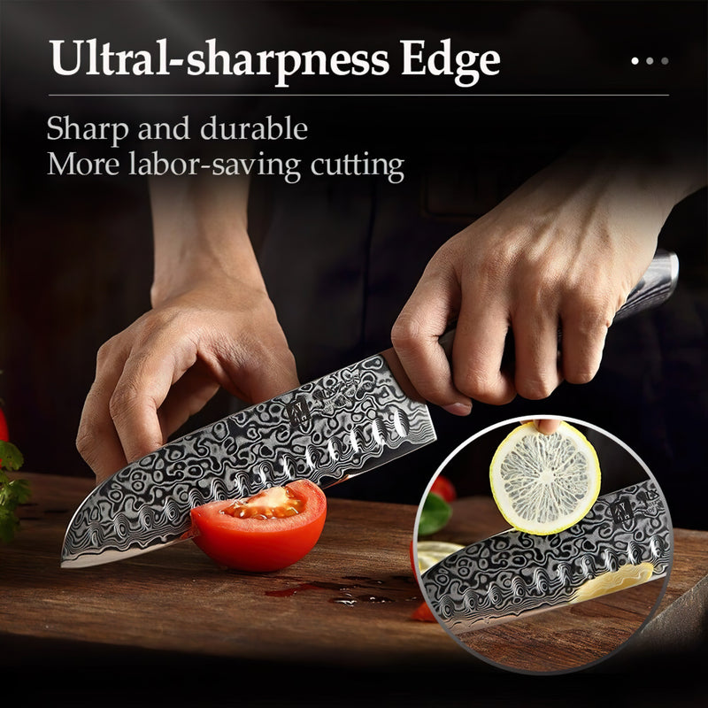 Xinzuo Professional Santoku Knife Damascus Steel Ya Series