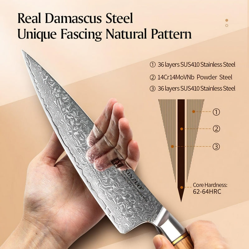 Xinzuo Professional Chef Knife Damascus Steel Lan Series