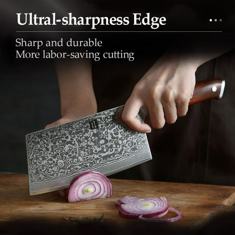 Professional Cleaver Knife Damascus Steel Yu Series