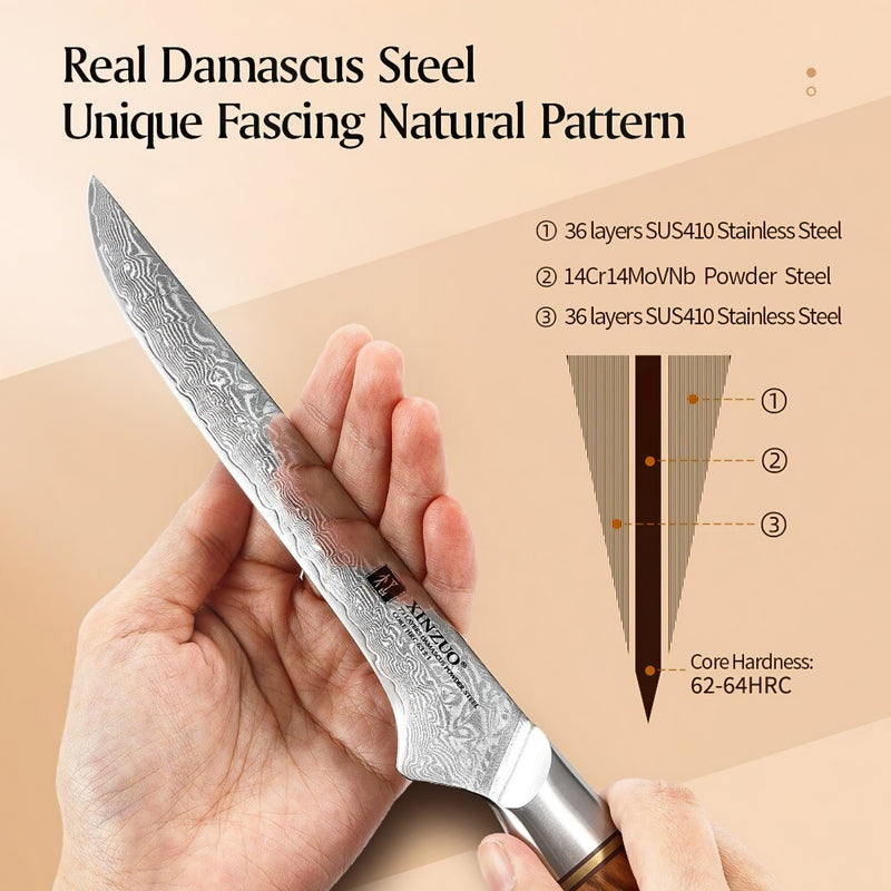 Xinzuo Professional Boning Knife Damascus Steel Lan Series