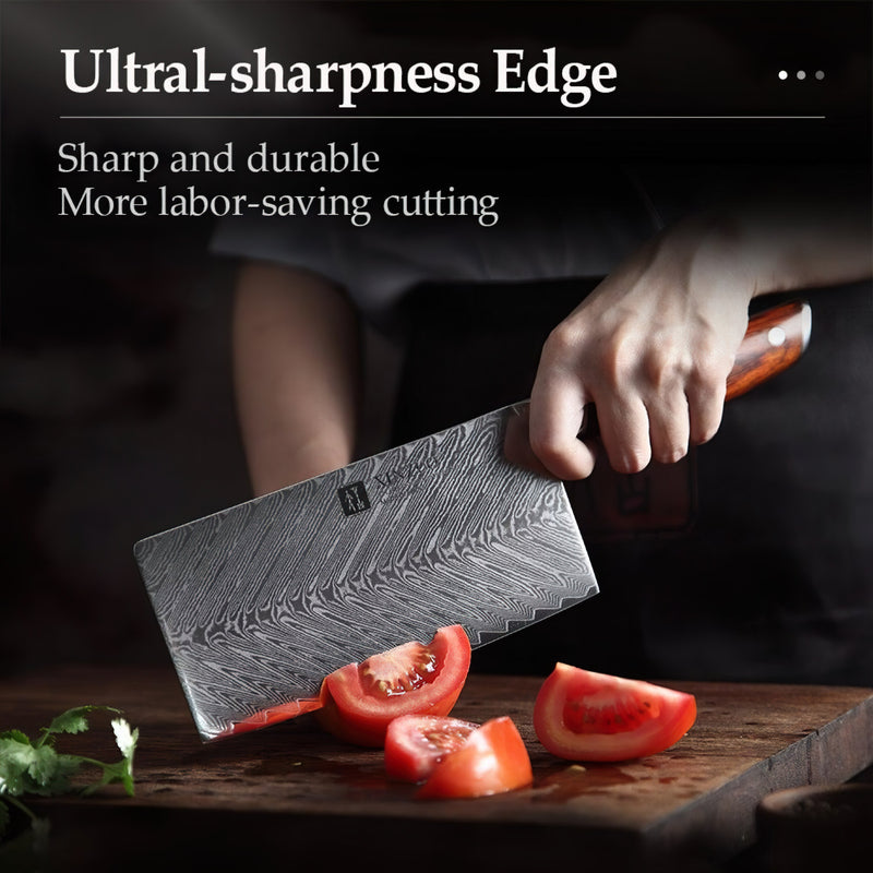 Professional Cleaver Knife Damascus Steel Yi Series