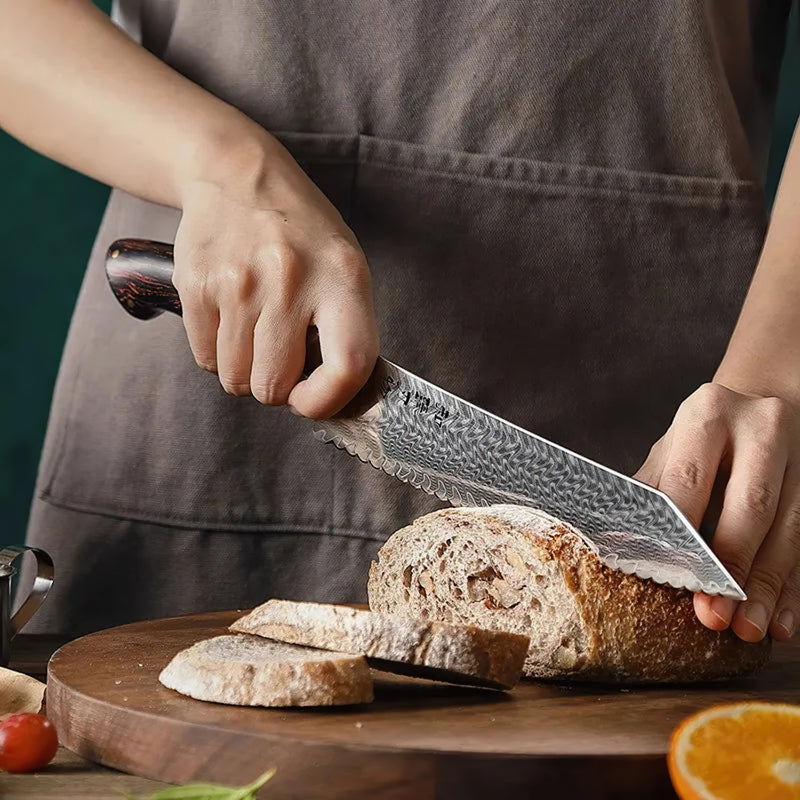 Japanese Damascus Bread Knife Elegant Series