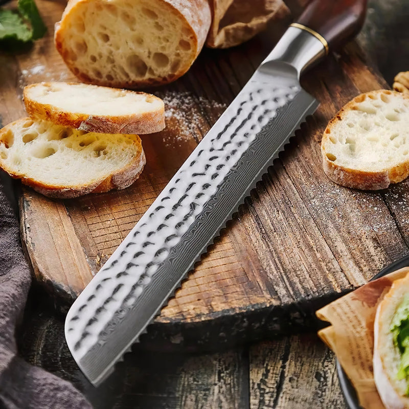 Damascus Bread Knife 21cm Blade - Professional Master Series Knives