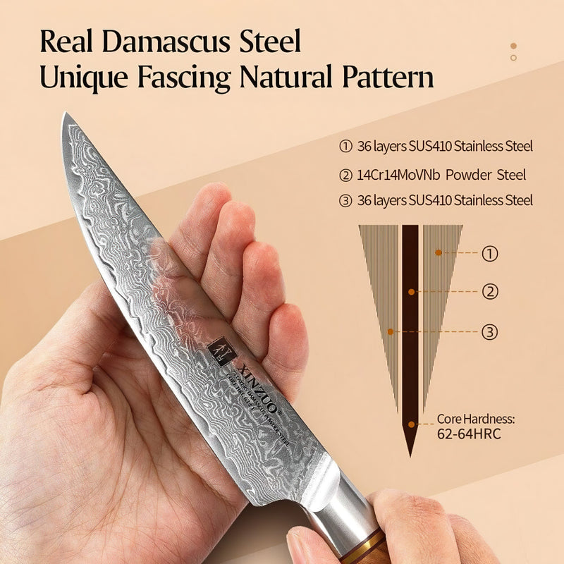 Xinzuo Professional Steak Knife Damascus Steel Lan Series