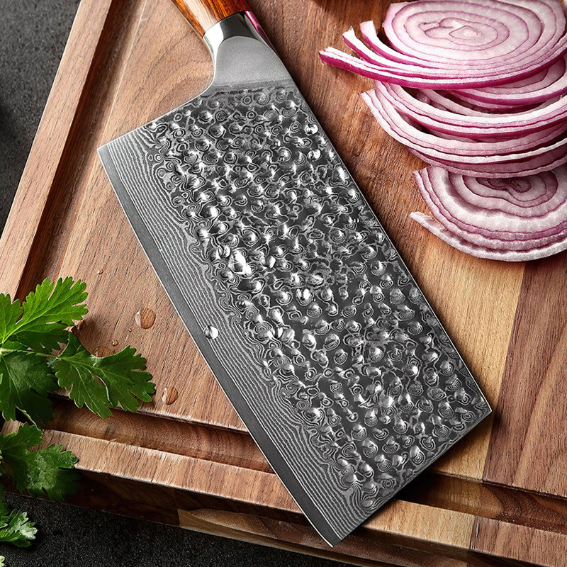 Professional Cleaver Knife Damascus Steel Stria Yu Series