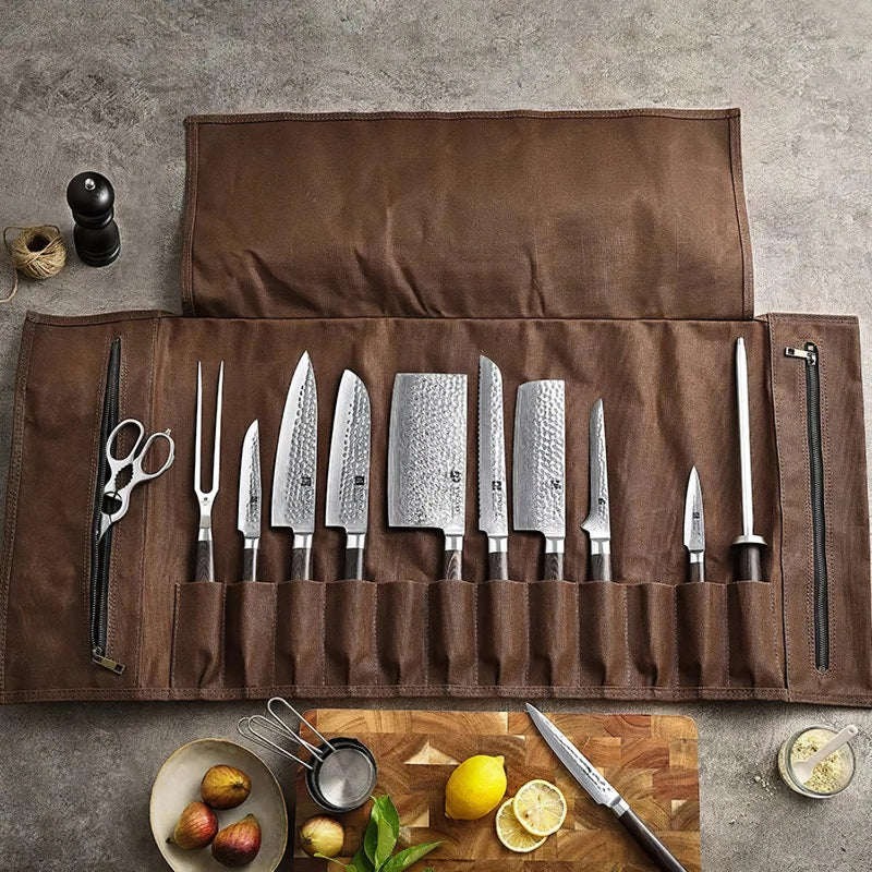 Leather Knife Storage Case, Foldable Storage Pouch