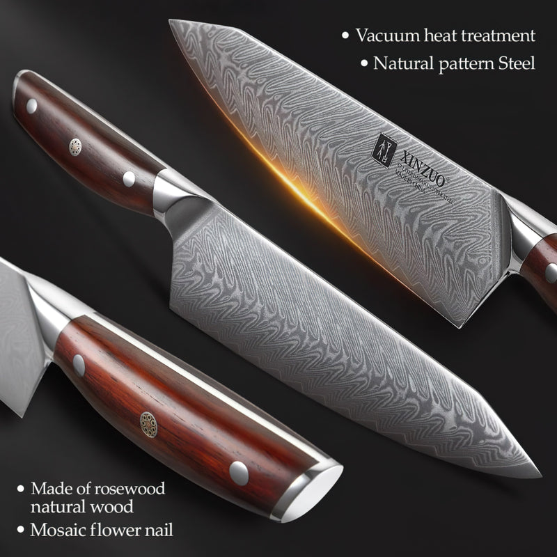 Xinzuo Professional Damascus Kitchen Knife Set 7 Pieces Yi Series