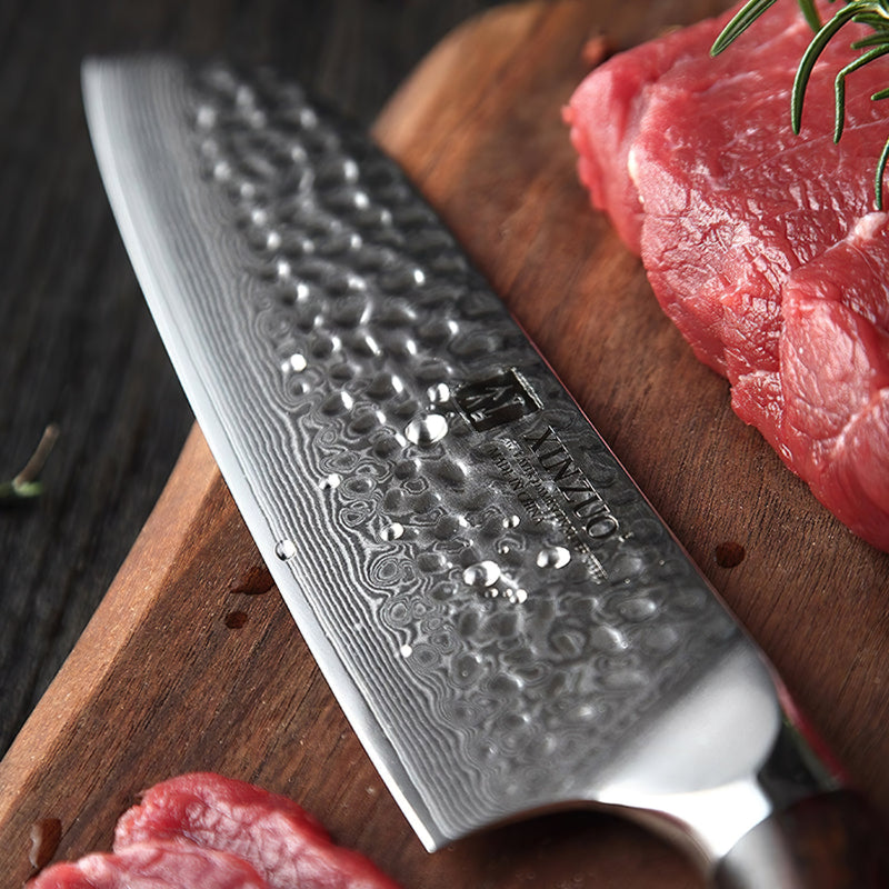 Xinzuo Professional Santoku Knife Damascus Steel Ebony Yu Series