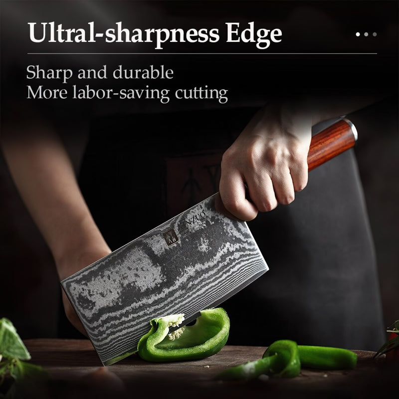 Professional Cleaver Knife Damascus Steel He Series