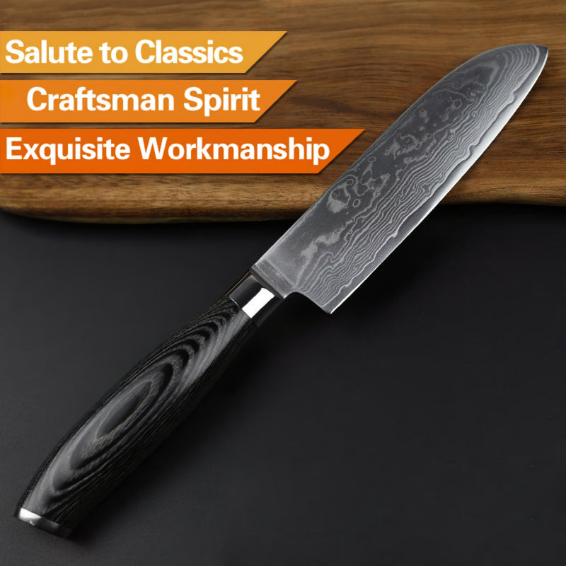 Xinzuo Professional Santoku Knife Damascus Steel Ya Series