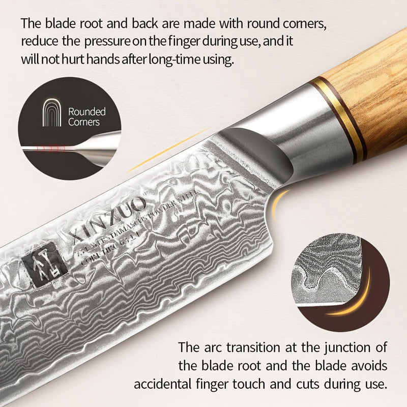 Xinzuo Professional Carving Knife Damascus Steel Lan Series