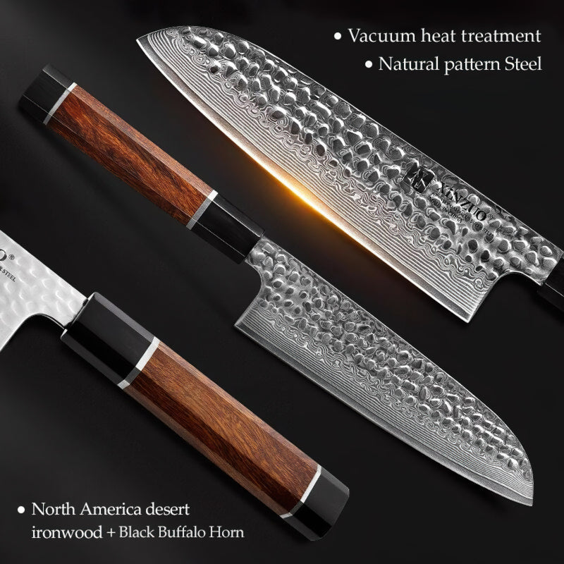 Xinzuo Professional Santoku Knife Damascus Steel Stria Zhen Series