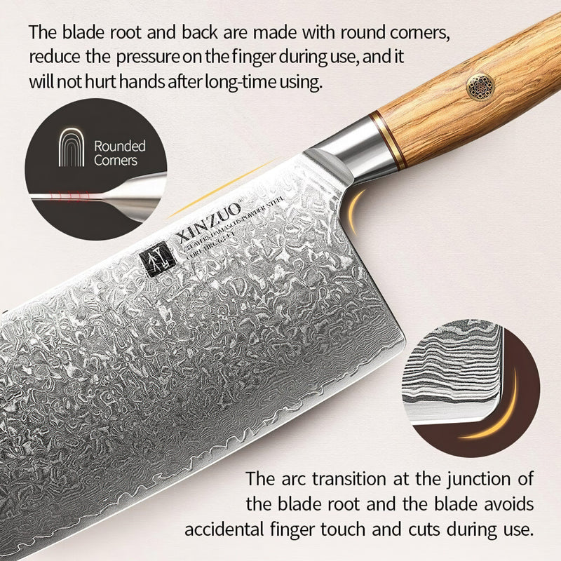 Professional Cleaver Knife Damascus Steel Lan Series