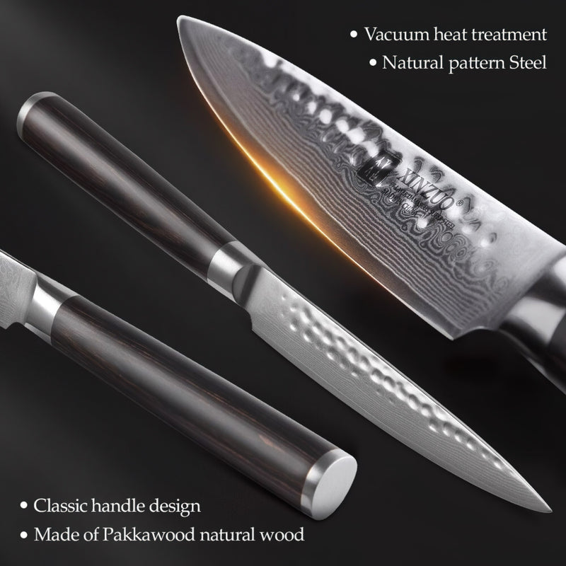 Xinzuo Professional Utility Knife Damascus Steel Stria He Series