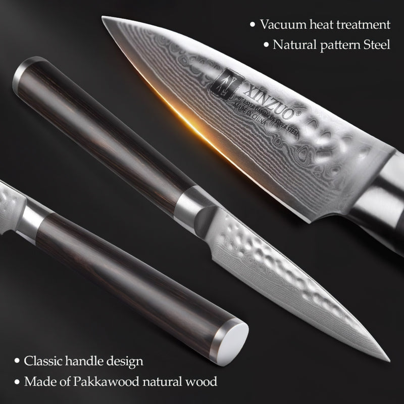 Xinzuo Professional Paring Knife Damascus Steel Stria He Series