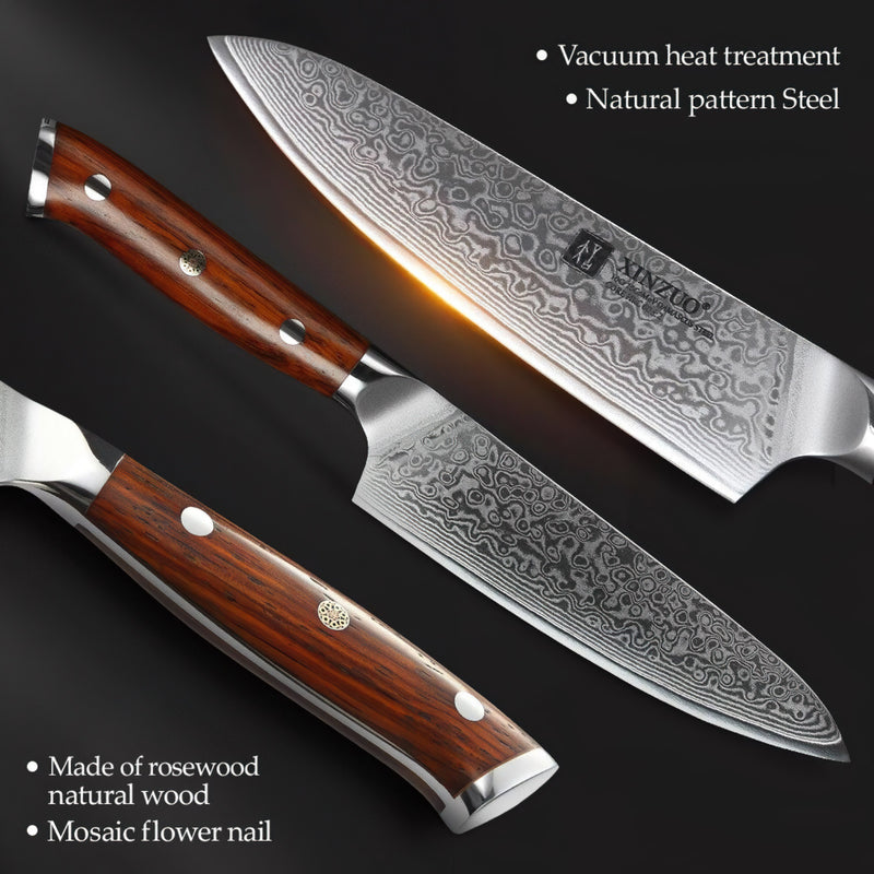 Professional Damascus Kitchen Knife Set 3 Pieces Yu Series