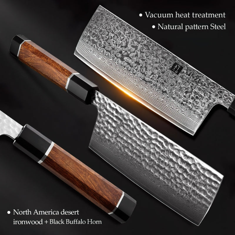 Xinzuo Professional Damascus Kitchen Knife Set 4 Pieces Stria Zhen Series