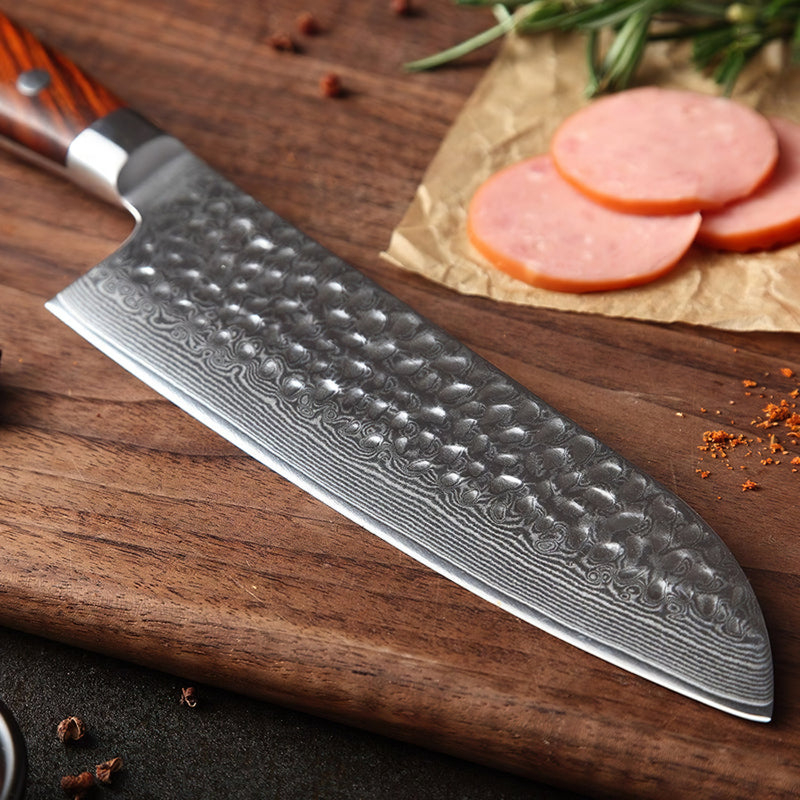 Xinzuo Professional Santoku Knife Damascus Steel Yun Series