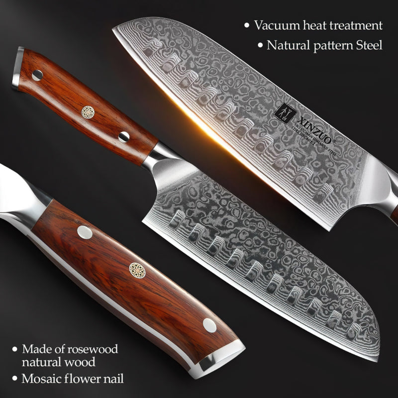 Professional Damascus Chef Kitchen Knife Set 4 Pieces Yu Series