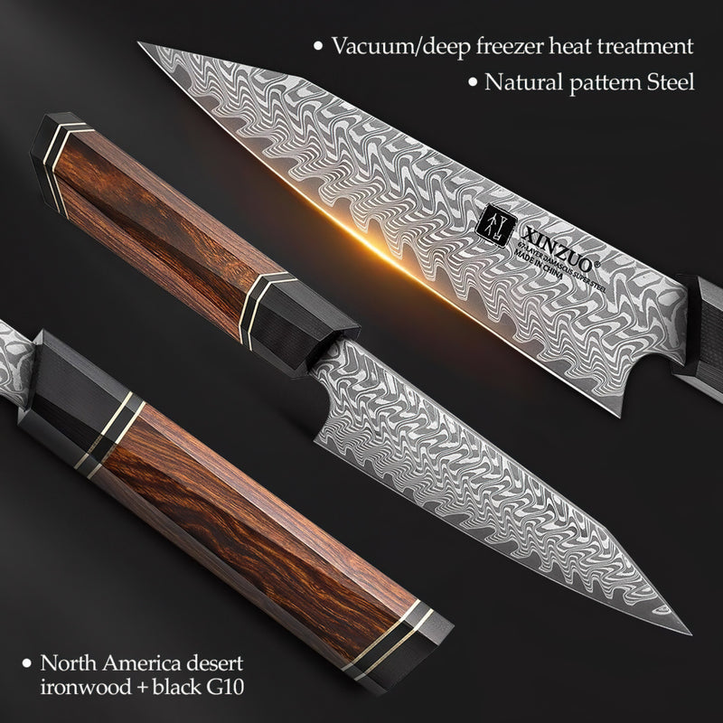 Xinzuo Professional Utility Knife Damascus Steel Zhen Series