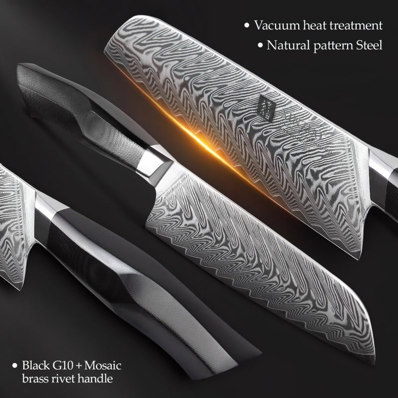 Xinzuo Professional Damascus Kitchen Knife Set 3 Pieces Feng Series