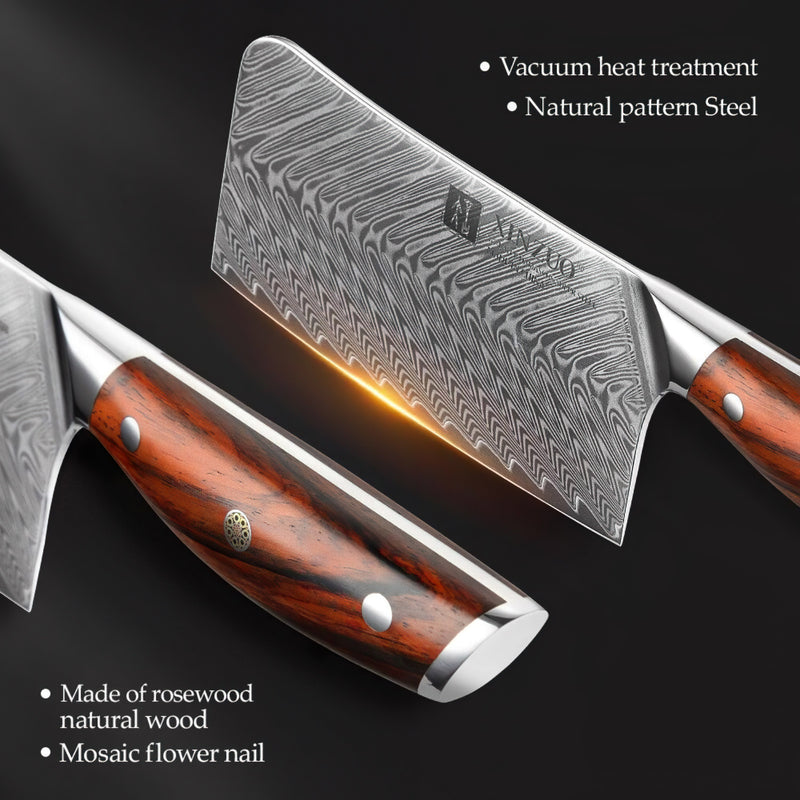 Xinzuo Professional Bone Chopper Knife Damascus Steel Yi Series