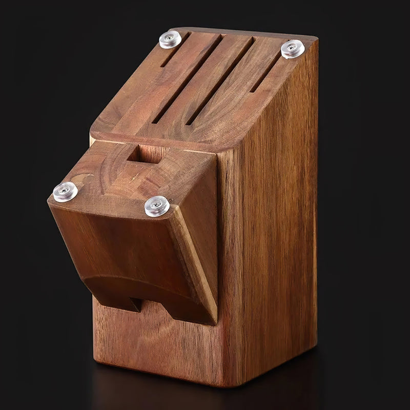 Kitchen Knife Block Holder, Acacia Wood Knife Block - 5 Slots