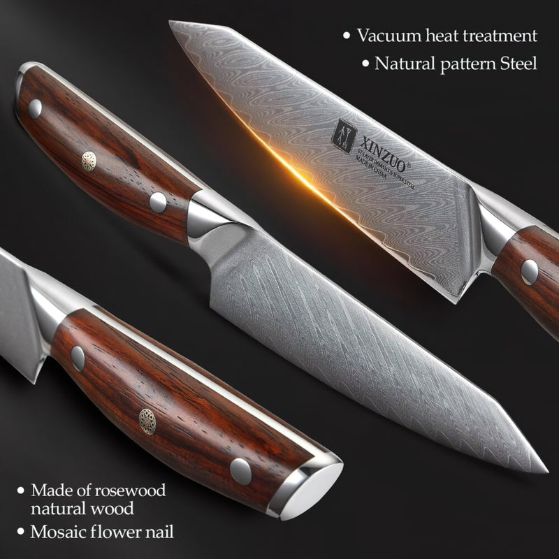 Xinzuo Professional Utility Knife Damascus Steel Yi Series