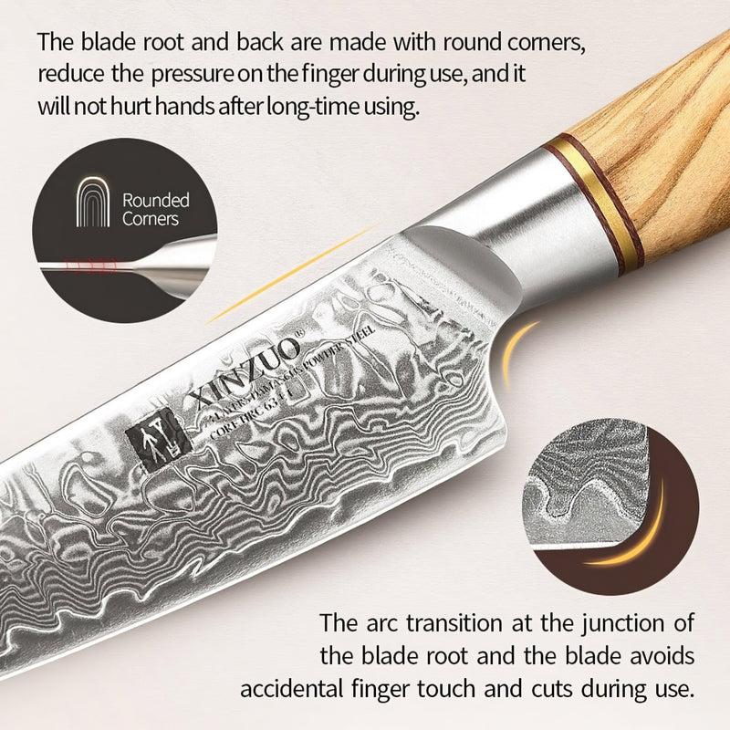 Xinzuo Professional Utility Knife Damascus Steel Lan Series