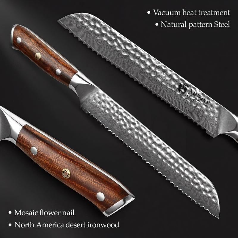 Xinzuo Professional Bread Knife Damascus Steel Stria Yu Series